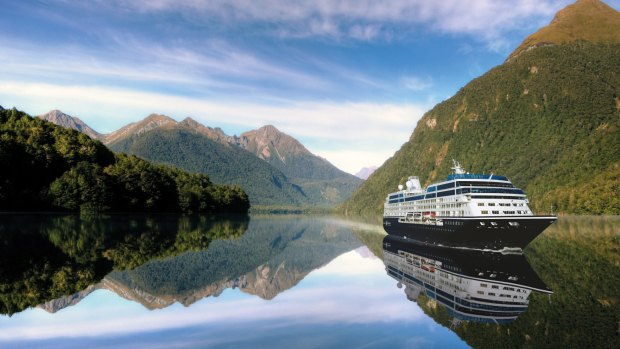 You can drink in the New Zealand scenery from aboard the Azamara.
