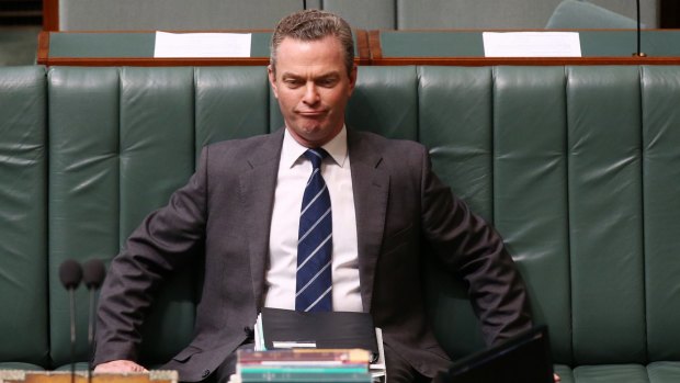 Claimed $5000 in travel expenses: Minister Christopher Pyne during question time at Parliament House in Canberra.