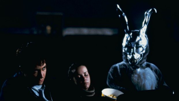 'Frank' the rabbit watches Donnie and Gretchen in <I>Donnie Darko</i>.