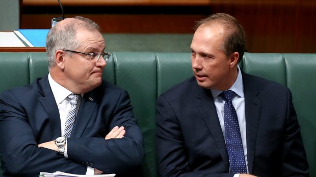 Treasurer Scott Morrison and Immigration Minister Peter Dutton. Politicians are often guilty of putting self-interest before national interest.