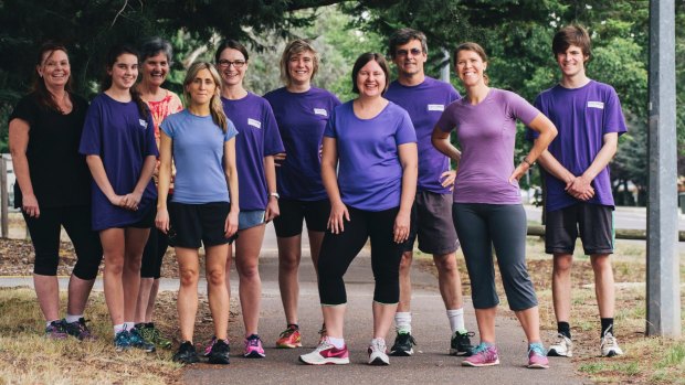 (L-R) Sharon Bessell, Madleine Bessell-Koprek, Clare Holberton, Kelly Williamson, Michelle Carr, Larissa Barritt, Lindy Kanan, Stephen Howes, Ruth Nicholls and Michael Howes who are all running in the Australian Running Festival fundraising for Femili PNG.