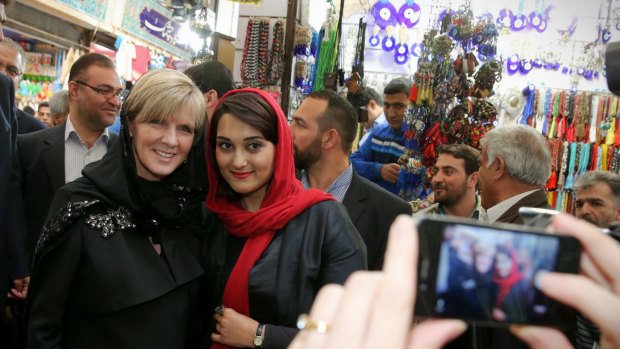 News spread quickly of Foreign Minister Julie Bishop's trip to a bazaar in Tehran, where western politicians are a rare sight.