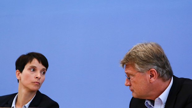 Frauke Petry, left, with fellow party leader Joerg Meuthen in Berlin in September last year.