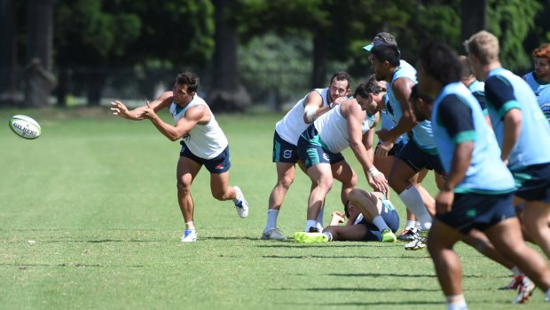 Half Nick Phipps at Waratahs training for the game this Friday night against The Chiefs at Campbeltown Stadium.