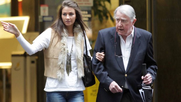 Former NSW premier, the late Neville Wran, with his daughter Harriet in 2011.