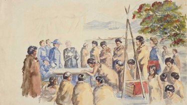 A painting showing the signing of New Zealand's Treaty of Waitangi in 1840. Britain's decision to secure sovereignty over NZ was partly motivated to protect the Maori.