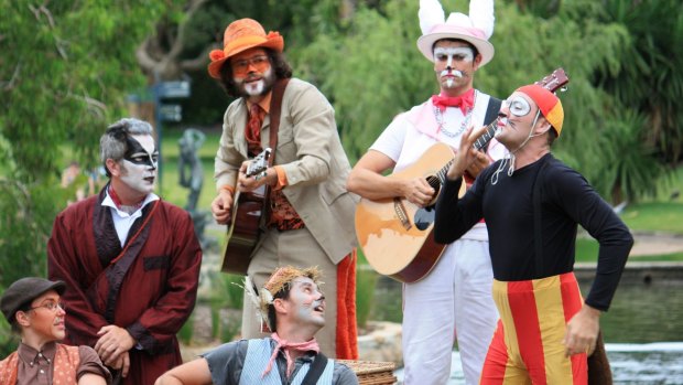 Back home: Tim Harding (seated with guitar) plays Otter in The Wind in the Willows. 