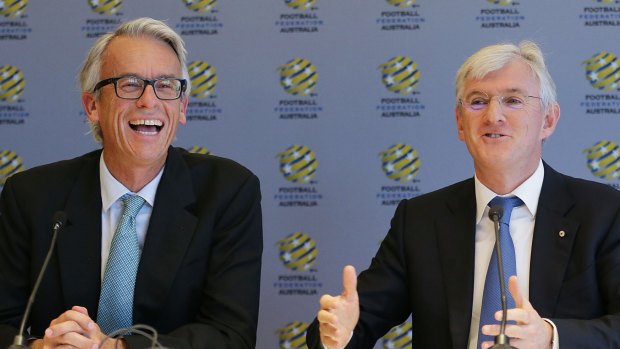 Newly elected chairman of the FFA Steven Lowy (right) with CEO David Gallop.