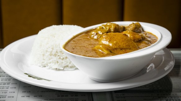 Comfort food: Beef curry with rice.