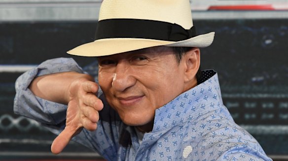 Jackie Chan at a photo call for his new movie <i>Bleeding Steel</i>, which is being shot in Sydney.