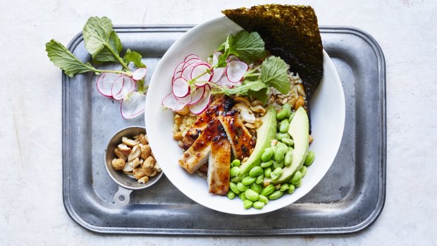 Miso grilled chicken rice (or noodle) bowl.