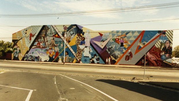 The Smith Street feminist mural before a graffiti vandal destroyed it.