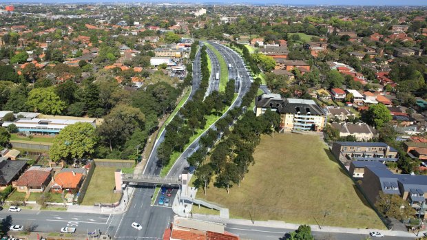 How the M4 East Parramatta road entry and exit will look. 