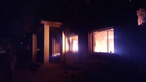 The Doctors Without Borders trauma centre is seen in flames, after explosions near their hospital in the northern Afghan city of Kunduz on October 3. 