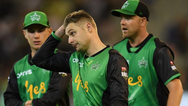 Dejected stars Adam Zampa, Luke Wright and Michael Beer react to another loss.