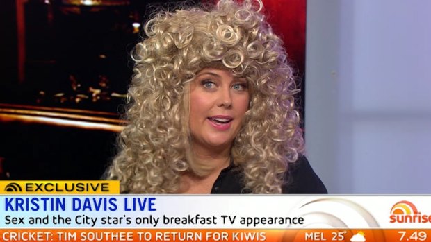 Samantha Armytage donned a wig for the <i>Sunrise</i> skit. 