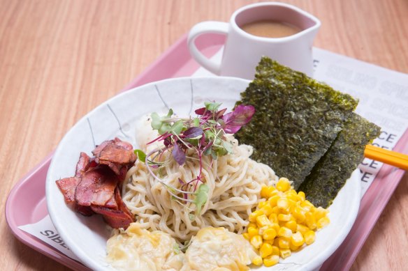 Start the day with breakfast ramen and bacon broth.