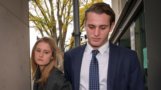 Former Australian Open boys champion Oliver Anderson (pictured with his girlfriend) faced LaTrobe Valley Magistrates Court on Wednesday.