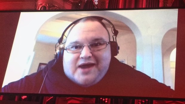 Kim Dotcom addresses the SydStart conference last month.