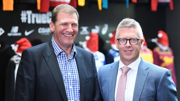 Michael Christian and Steve Hocking at the AFL's announcement on Thursday.