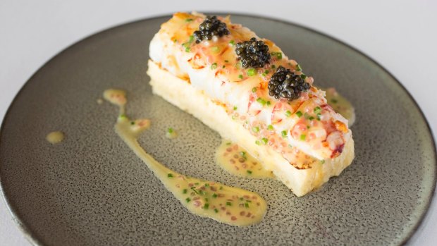 Champagne lobster, French toast, sterling caviar, finger lime.