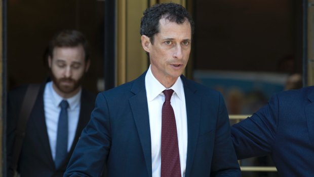 Anthony Weiner leaves Federal court after pleading guilty.