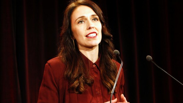 New Zealand's Labour Party leader Jacinda Ardern talks to supporters after election results showed her party did not gain enough seats to form government, without the support of minor parties.