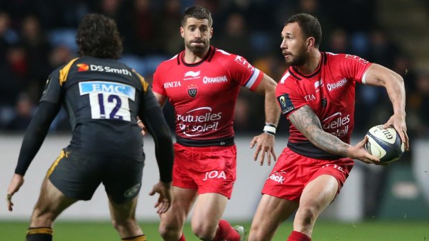 French sojourn: Quade Cooper breaks with the ball for Toulon during their European Rugby Champions Cup match against Wasps in November 2015.
