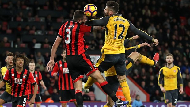 All square: Olivier Giroud broke Bournemouth fans' hearts.
