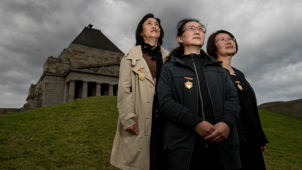 Ruth Zhai, Kathy Xue and Qifang Wang and other descendants of Chinese World War II veterans will march on Anzac Day for the first time. 