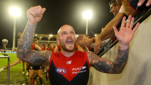 Big brother: Nathan Jones celebrates a win over the Gold Coast in round seven.