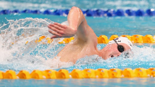 Next stop Russia: Mack Horton powers to victory in the 1500-metre freestyle final.