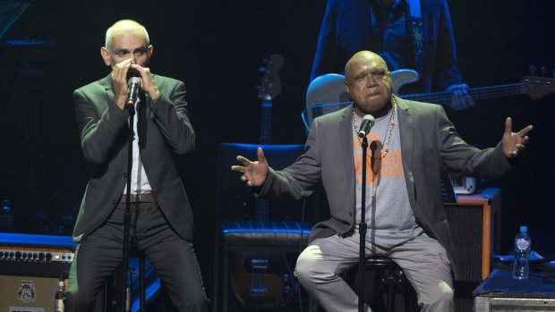 The Age Hall of Fame inductee Archie Roach performing with Paul Kelly at The Age Music Awards at the Palais Theatre in St Kilda.