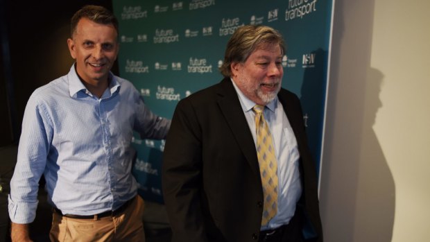 Apple co-founder Steve Wozniak and Mr Constance at the "Future Transport" summit.
