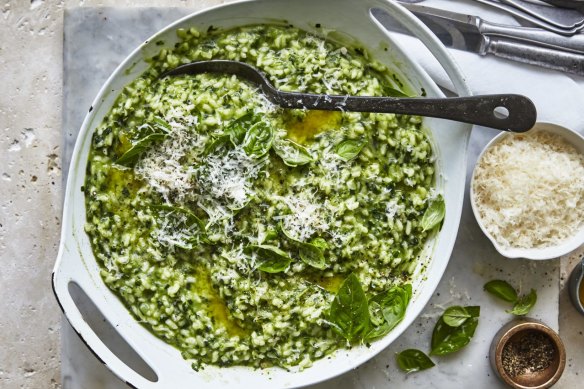 Green herb risotto with parmesan.