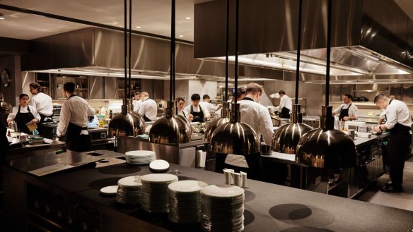 The huge kitchen accommodates 36 chefs.