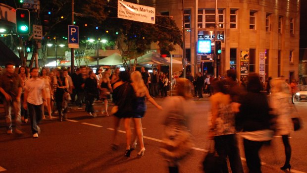Crowds in Brisbane's Fortitude Valley on a weekend.