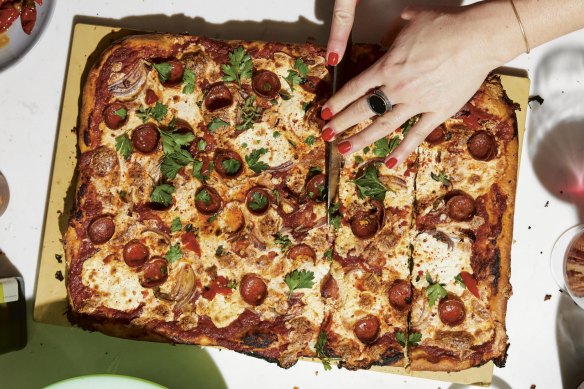 Alison Roman's grandma-style pepperoni pizza slab.