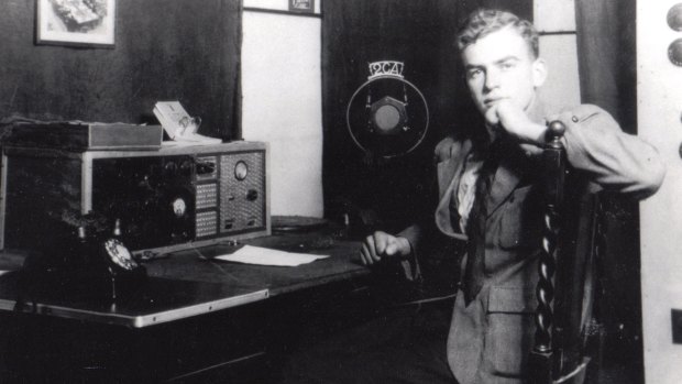Flight controller: George Barlin in the 2CA studios in Kingston in the early 1930s.