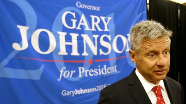 Libertarian presidential candidate Gary Johnson speaks to supporters at the National Libertarian Party Convention.