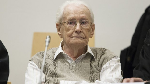 Oskar Groening at the trial in Lueneburg, Germany on Tuesday.