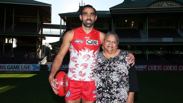 Adam Goodes with his mum Lisa Sansbury.