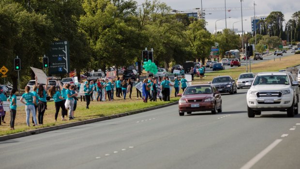 Canberra's childcare workers walked off the job and did a 'honkathon' on Commonwealth Avenue.