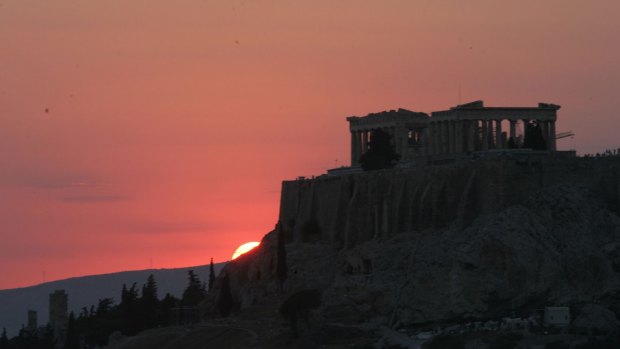 The Acropolis at sunset. Xavier Samuel would love to travel to Greece.