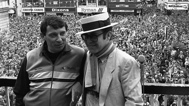 Great friends: Elton John stands with Graham Taylor in 1984.
