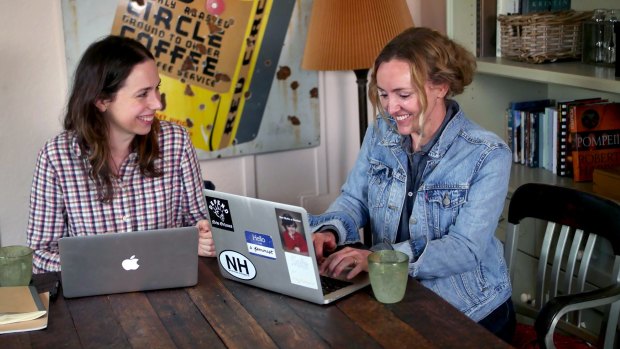 Kitchen table drama: Alison Bell and Sarah Scheller at work.