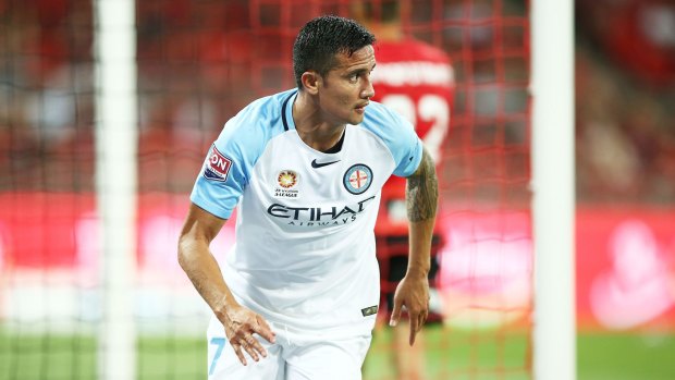 Happy homecoming: Tim Cahill scored in his first ever A-League game in Sydney. 