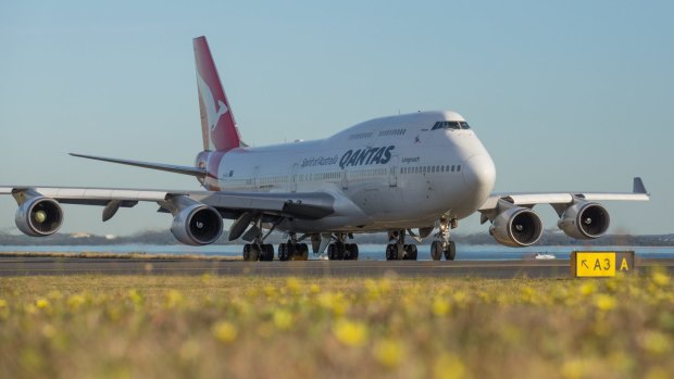 Qantas's last Boeing 747 jumbo jet departs from Sydney Airport last week. 