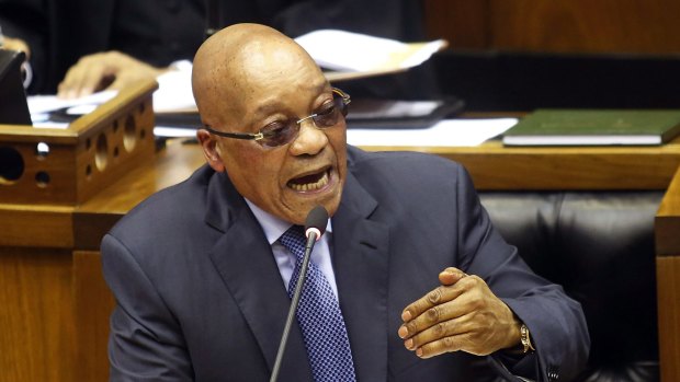 South African president Jacob Zuma answers the Gupta allegations in parliament last week. 