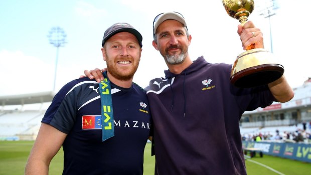 Jason Gillespie, right, led Yorkshire to the County Championship.